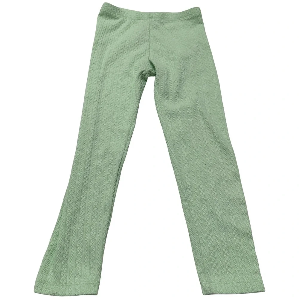 Old Navy Mint Green Textured Knit Leggings Girls 5T Soft Stretch Pants